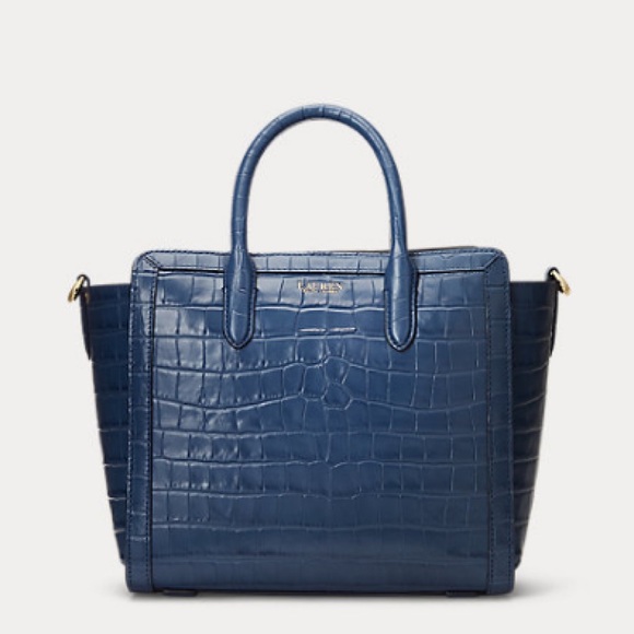 Lauren Ralph Lauren Tyler Croc Embossed Leather Tote Bag - Picture 3 of 15